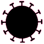 Image of a stylised black COVID-19 virus