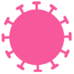 Image of a stylised pink COVID-19 virus